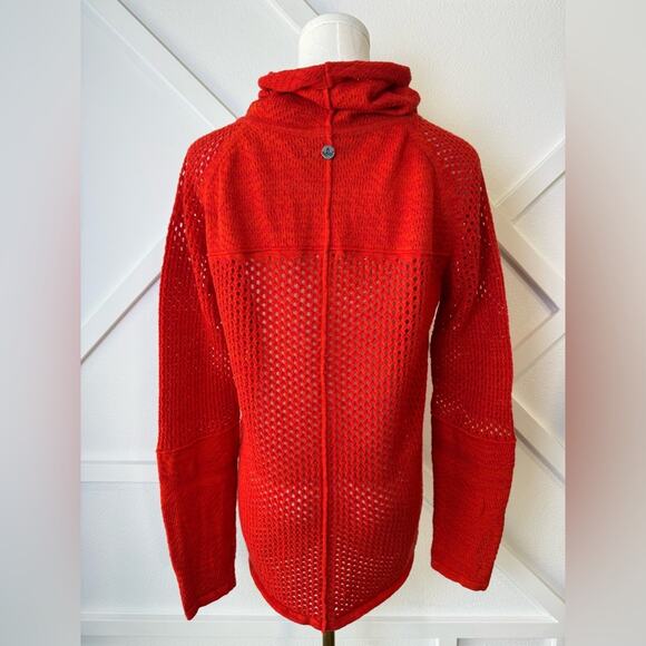 Prana Cedar Lightweight Cowl Neck Sweater In Fiery Red Orange Size Medium - Picture 8 of 12